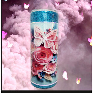 3D Flower butterfly 30oz tumbler